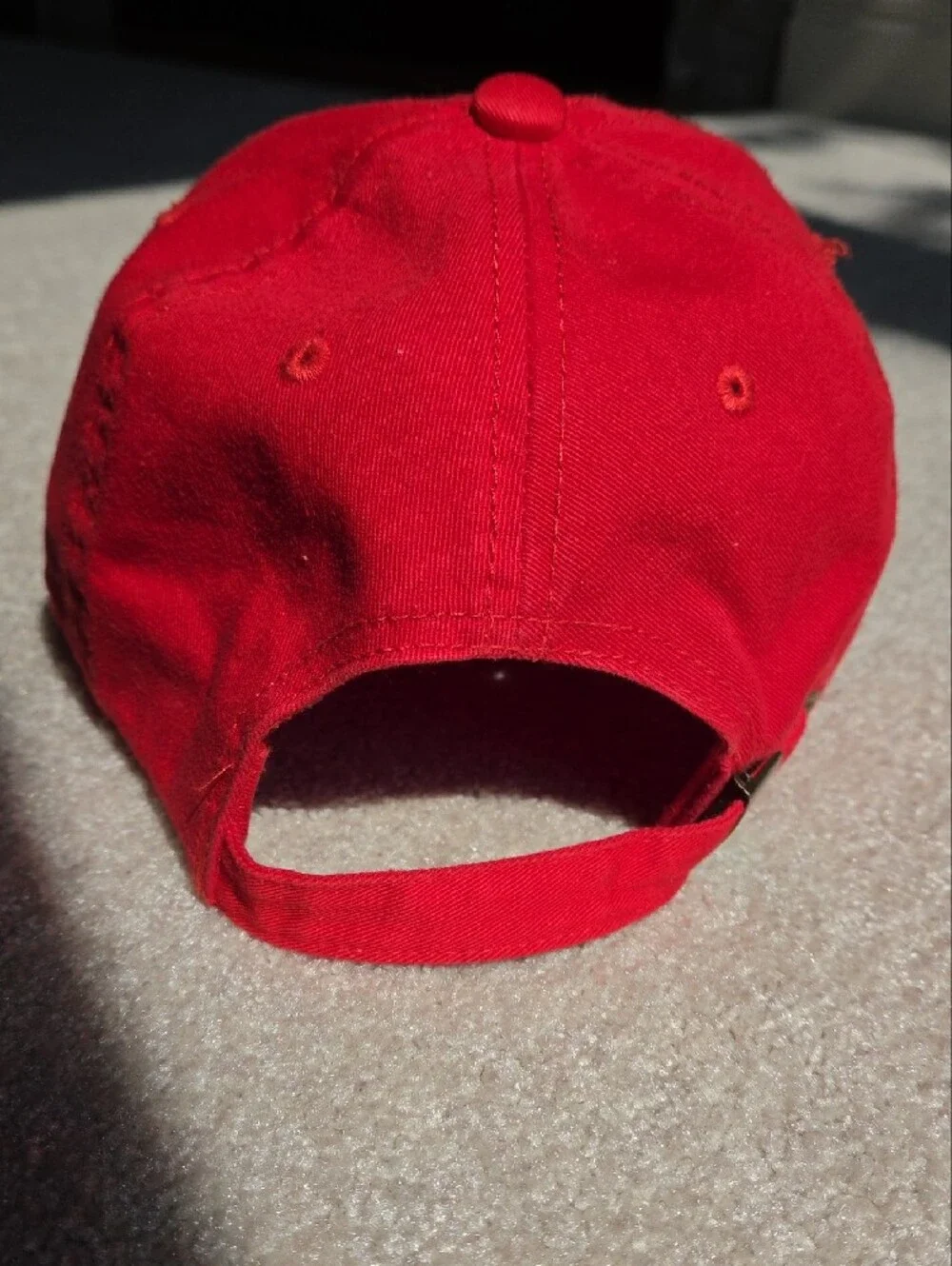 Red Baseball Cap with White Buffalo Embroidery